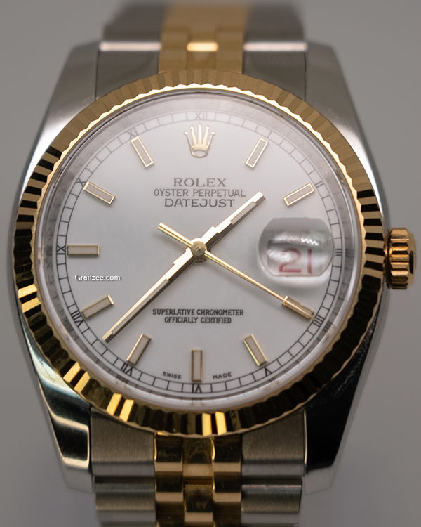 Rolex Datejust 36MM White Dial Two-Tone Jubilee Bracelet (116233)