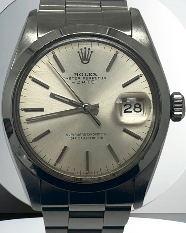 Rolex Oyster Perpetual Date Vintage 34MM Silver Dial Steel Bracelet (1500)