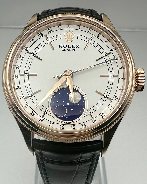 2023 Rolex Cellini Moonphase 39MM White Dial Leather Strap (50535)