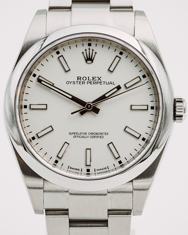 No Reserve - 2019 Rolex Oyster Perpetual 39MM White Dial Oyster Bracelet (114300)