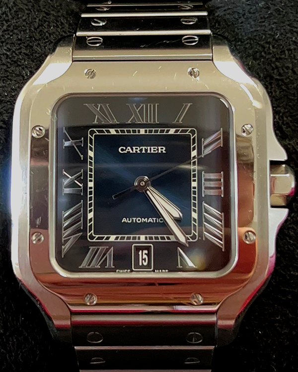 Cartier Santos de Cartier 39.8MM Blue Dial Steel Bracelet (WSSA0030)