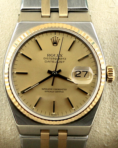 1984 (8.1 Mil Serial) Rolex Datejust Oysterquartz 36MM Quartz Champagne Dial Two-Tone Bracelet (17013)