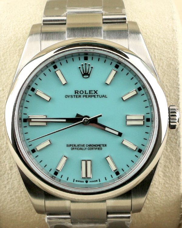 Rolex Oyster Perpetual 41MM Aftermarket Turquoise Dial Oyster Bracelet (124300)