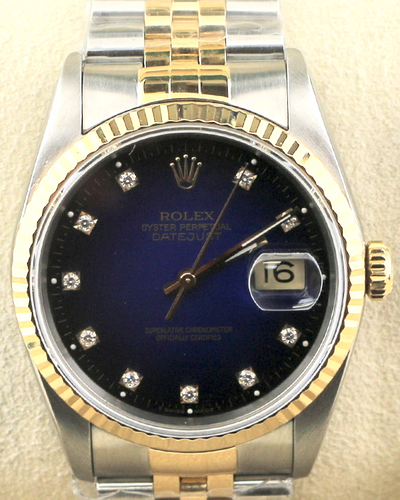 Rolex Datejust 36MM Blue Vignette Dial Two-Tone Jubilee Bracelet (16233)