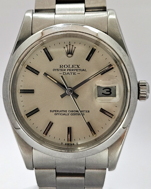 1982 Rolex Oyster Perpetual Date 34MM Silver Dial Steel Bracelet (15000)