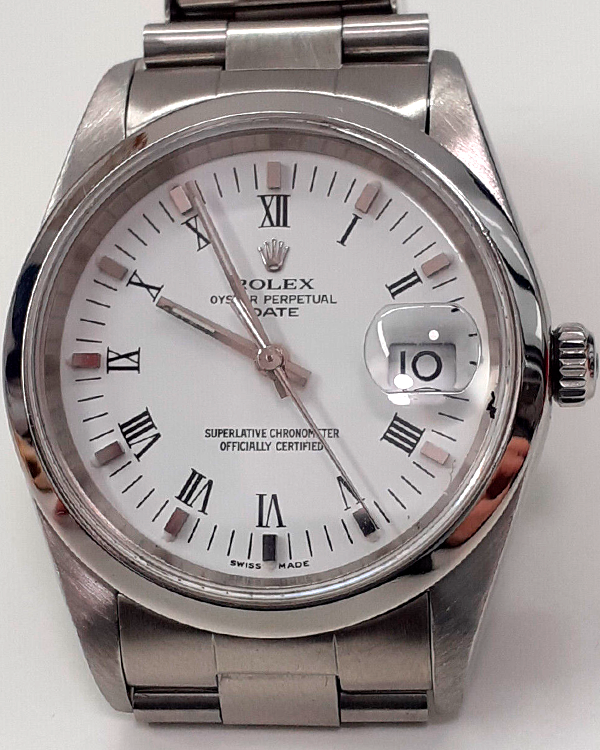 2006 (Serial Z) Rolex Oyster Perpetual Date 34MM White Dial Steel Bracelet (15200)