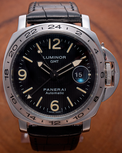 Panerai Luminor GMT 44MM Tuxedo Black Dial Leather Strap (PAM00029)