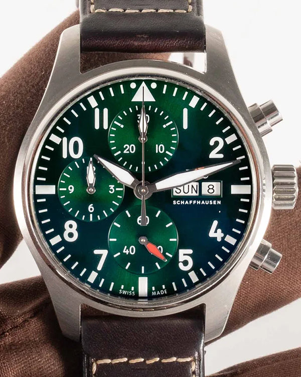 IWC Schaffhausen Pilot 41MM Green Dial Leather Strap (IW388103)