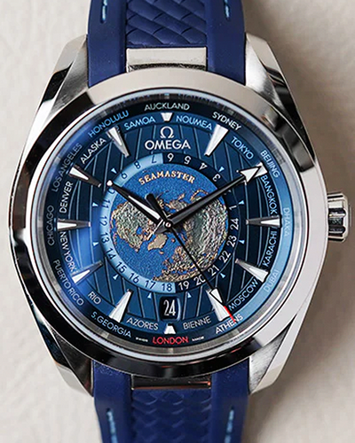 2024 Omega Seamaster Aqua Terra Worldtimer 43MM Blue Dial Rubber Strap (220.12.43.22.03.001)