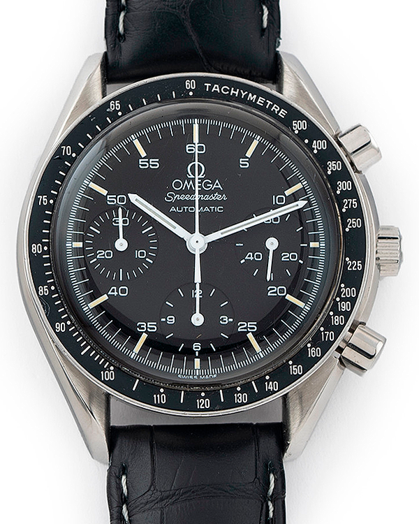 Omega Speedmaster Reduced 39MM Black Dial Leather Strap (175.0032)