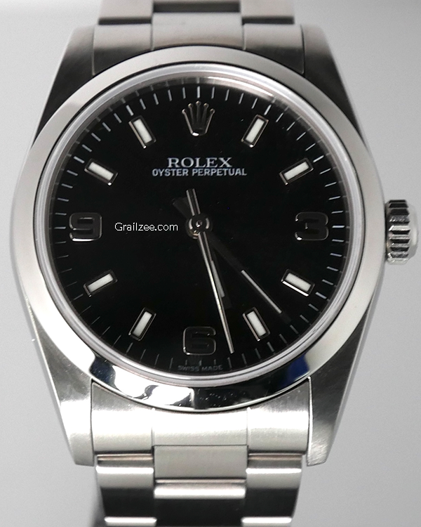 2004 Rolex Oyster Perpetual 31MM Black Dial Steel Bracelet (77080)