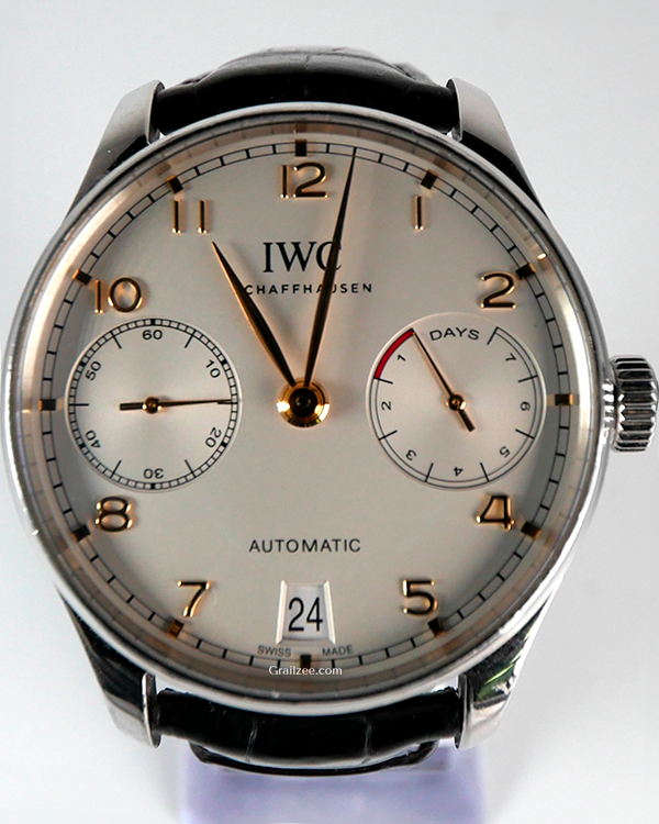 IWC Schaffhausen Portuguese Automatic 42.3MM Silver Dial Leather Strap (IW500114)