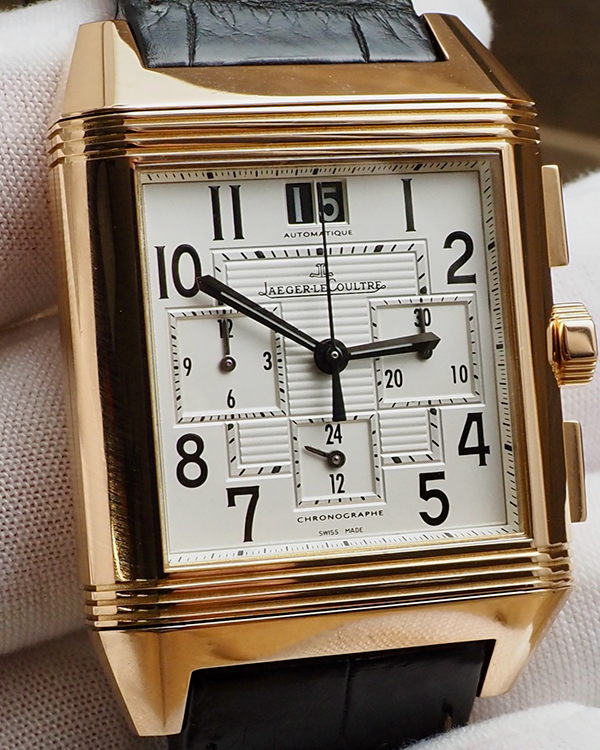 Jaeger-LeCoultre Reverso Squadra Chronograph GMT 41MM Silver Dial Leat ...