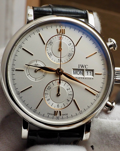 2023 IWC Schaffhausen Portofino Chronograph 42MM Silver Dial Leather Strap (IW391031)