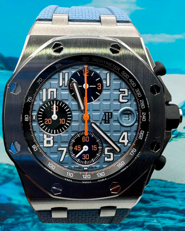 2022 Audemars Piguet Royal Oak Offshore 42MM Baby Blue Dial Rubber Strap (26238ST.OO.A340CA.01)