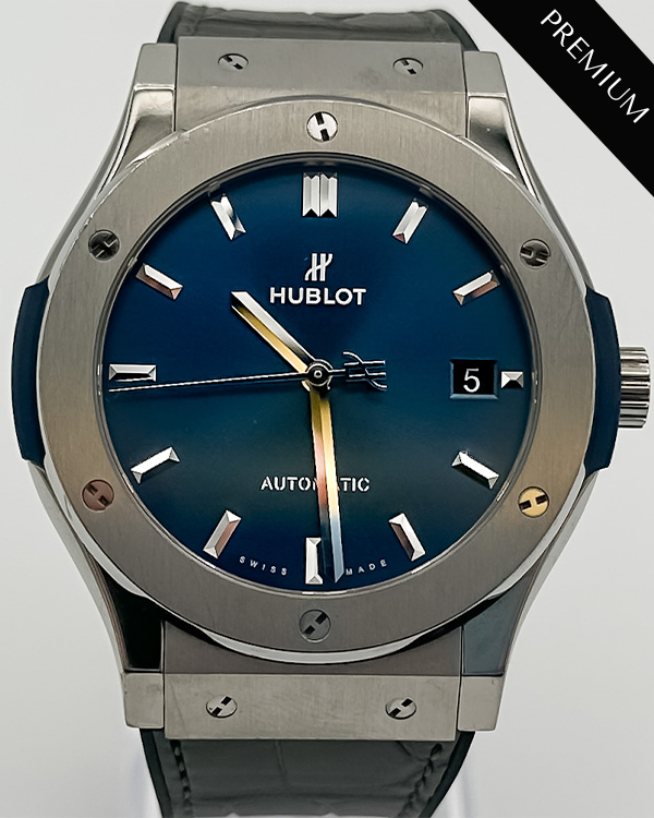 No Reserve - 2021 Hublot Classic Fusion Blue Titanium Blue Dial (511.NX.7170.LR)