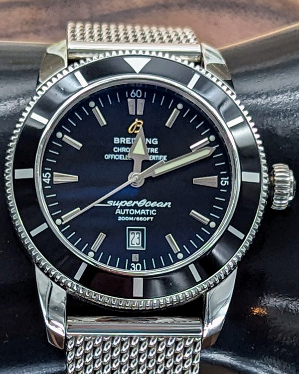 Breitling Superocean Heritage 46MM Black Dial Steel Bracelet (A17320)