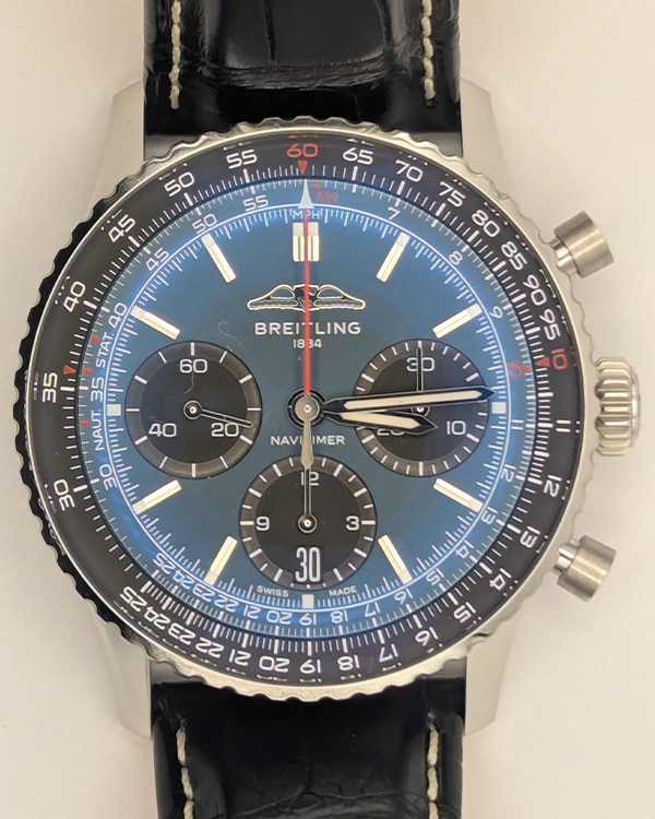 Breitling Navitimer B01 Chronograph 41MM Blue Dial Leather Strap (AB0139241C1P1)