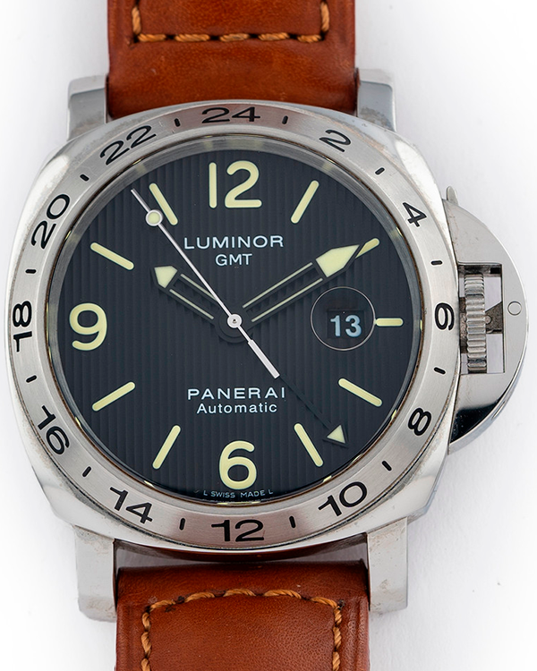 2011 Panerai Luminor GMT 44MM Tuxedo Black Dial Leather Strap (PAM00029)