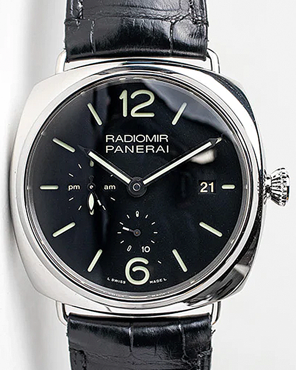 2013 Panerai Radiomir 10 Days GMT Acciaio 47MM Black Dial Leather Strap (PAM00323)