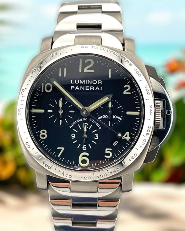 2001 Panerai Luminor "El Primero" Chrono 40MM Black Dial Titanium Bracelet (PAM00072)