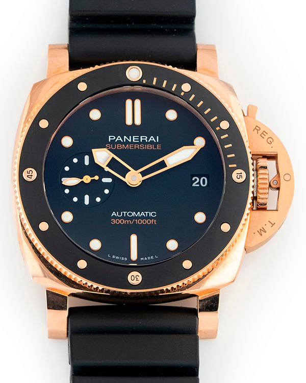 Panerai Luminor Submersible Goldtech L.E. 42MM Black Dial Rubber Strap (PAM01164)