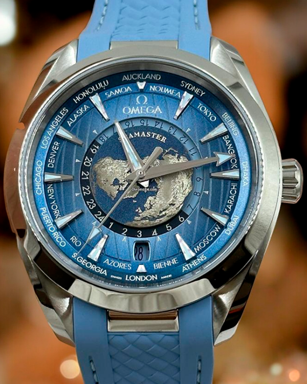 2024 Omega Seamaster Aqua Terra Worldtimer 43MM Blue Dial Rubber Strap (220.12.43.22.03.002)