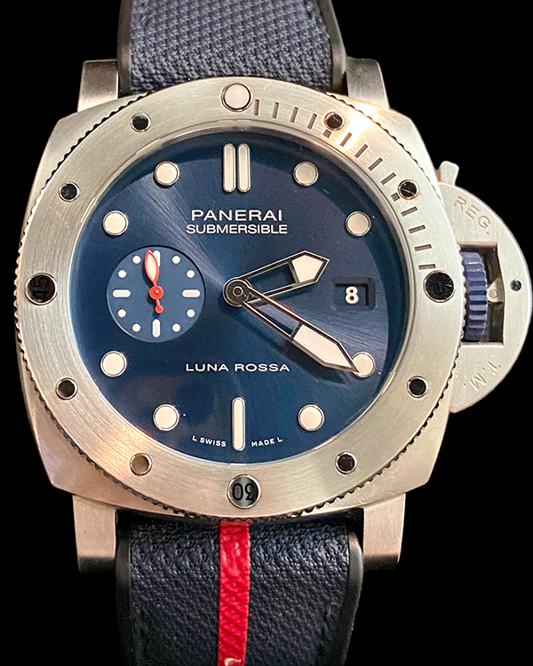 2022 Panerai Submersible "Luna Rossa" 44MM Blue Dial Rubber-Textile Strap (PAM01391)