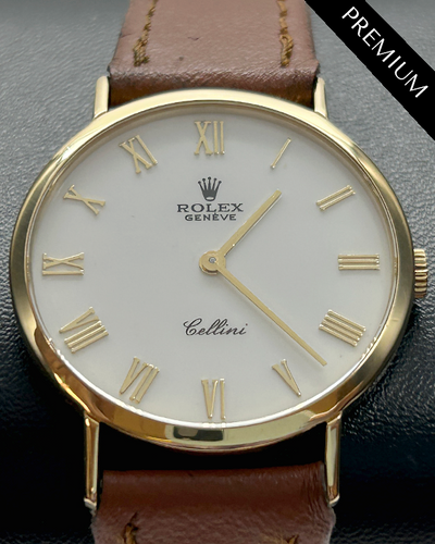 Rolex Cellini Vintage 32MM White Dial Aftermarket Leather Strap (4112)