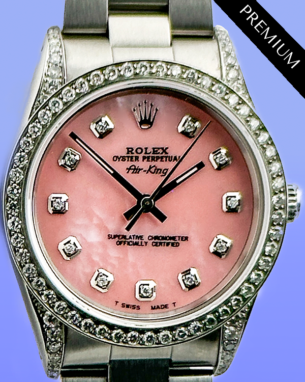 Rolex Air-King 34MM Aftermarket Pink Dial Oystersteel Bracelet (14000)