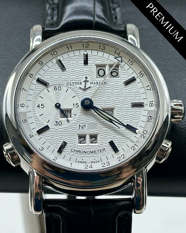 2003 Ulysse Nardin GMT Perpetual Limited Edition 40MM Platinum White Dial Leather Strap (329-80)