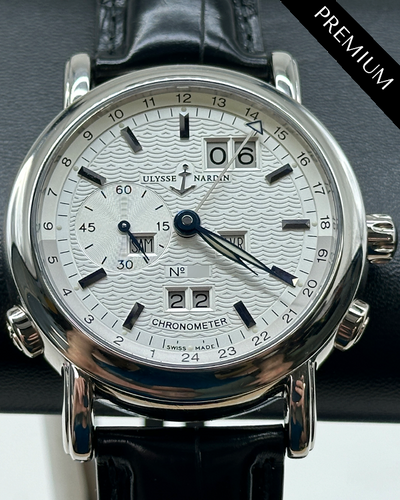 2003 Ulysse Nardin GMT Perpetual Limited Edition 40MM Platinum White Dial Leather Strap (329-80)
