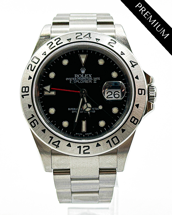 Rolex Explorer II 40MM Black Dial Steel Bracelet (16570)