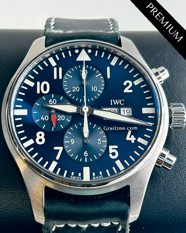 2019 IWC Schaffhausen Pilot Chronograph "Le Petit Prince" 43MM Blue Dial Aftermarket Leather Strap (IW377714)