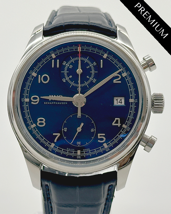 2014 IWC Schaffhausen Portuguese Chronograph "Classic Laureus" 42MM Blue Dial Leather Strap (IW390406)