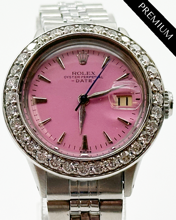 Rolex Oyster Perpetual Lady-Date 28MM Aftermarket Bezel Pink Dial Jubilee Bracelet (6517)