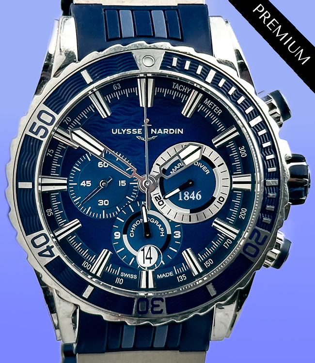 Ulysse Nardin Diver Chronograph 44MM Blue Dial Rubber Strap (1503-151)