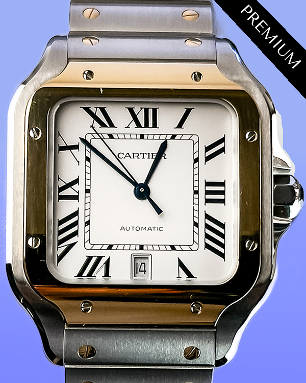 2021 Cartier Santos De Cartier 39.8MM Silver Dial Two-Tone Bracelet (W2SA0009)