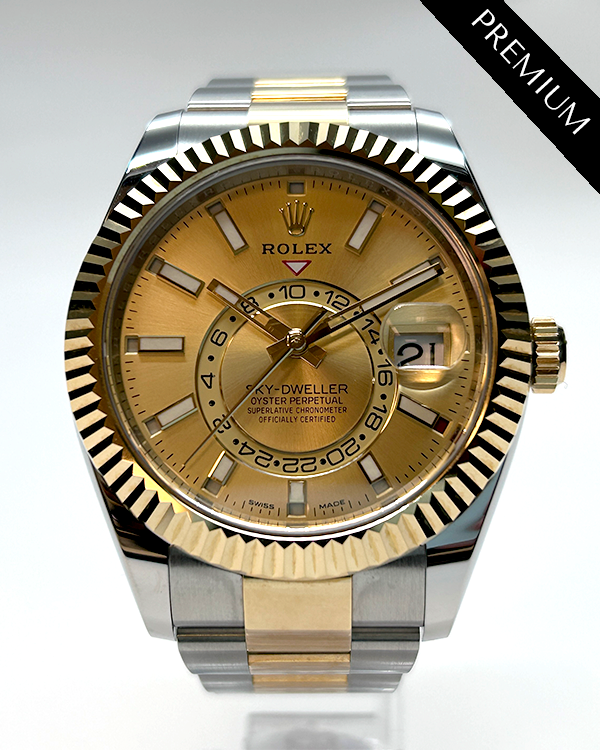 2022 Rolex Sky-Dweller 42MM Champagne Dial Two-Tone Oyster Bracelet (326933)