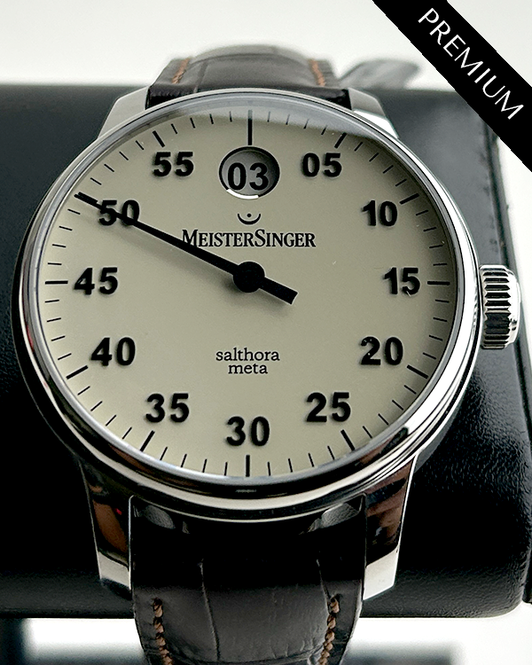 No Reserve - 2024 MeisterSinger Salthora Meta 43MM Ivory Dial Leather Strap (SAM903)
