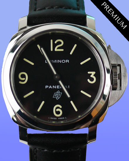 2017 Panerai Luminor Base Logo 44MM Black Dial Leather Strap (PAM01000)