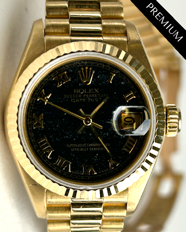 1993 (X Serial) Rolex Lady-Datejust 26MM Black Ferrite Stone Dial President Bracelet (69178)