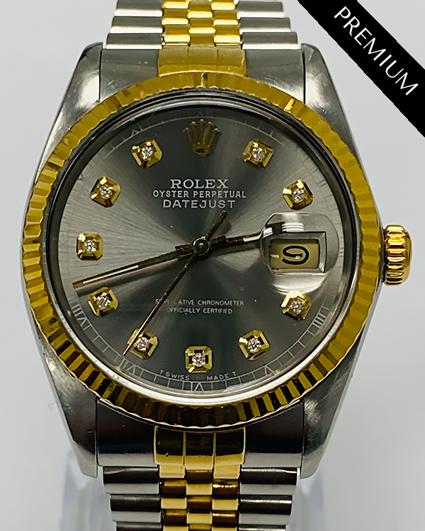 (R Serial) Rolex Datejust 36MM Aftermarket Slate Dial Two-Tone Jubilee Bracelet (16013)