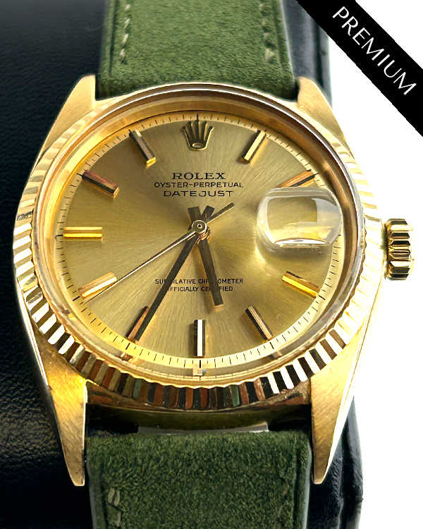 1966 (1.3 Mill Serial) Rolex Datejust 36MM Champagne Dial Aftermarket Leather Strap (1601)