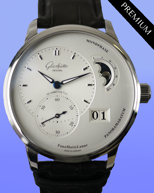 Glashütte Original PanoMaticLunar 40MM Silver Dial Leather Strap (1-90-02-42-32-05)