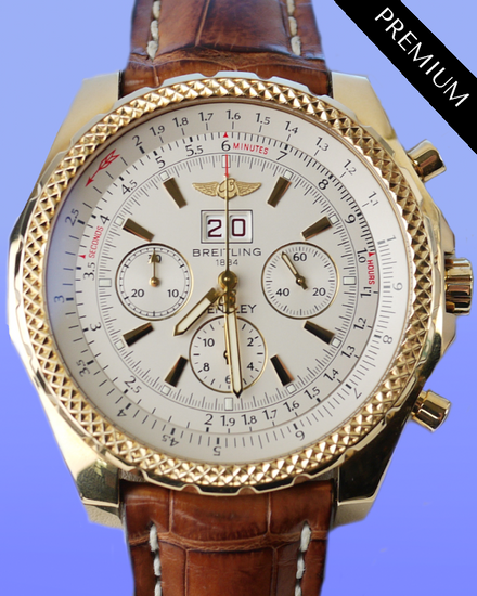 No Reserve - Breitling Bentley 6.75 47MM Silver Dial Leather Strap (K44362)