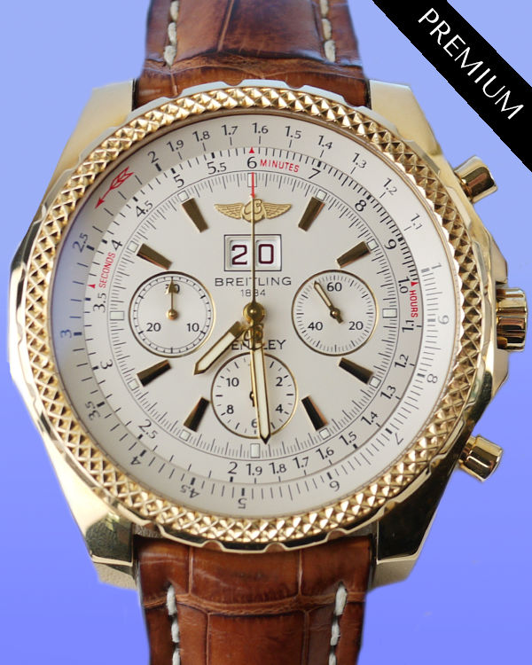 No Reserve - Breitling Bentley 6.75 47MM Silver Dial Leather Strap (K44362)