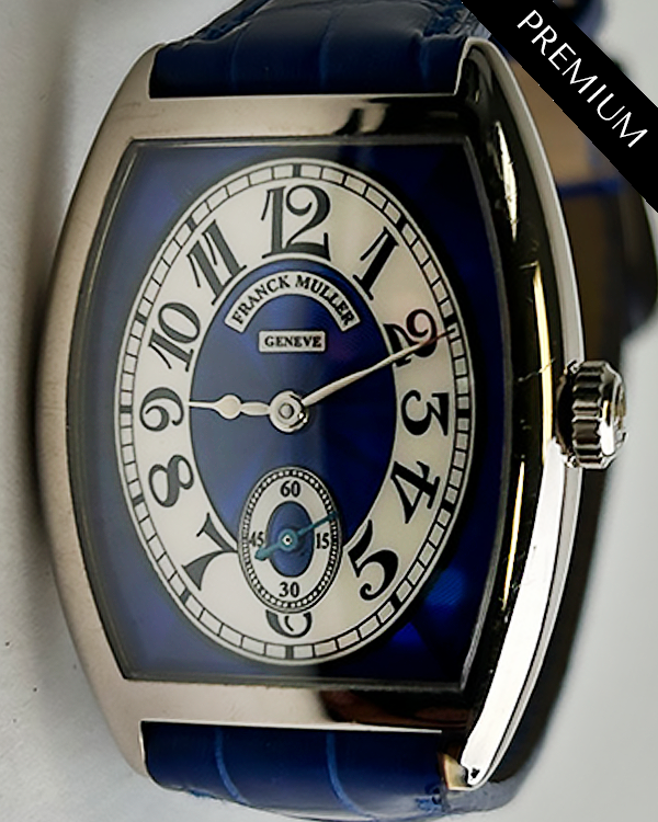 Franck Muller Cintree Curvex 29MM Blue Dial Aftermarket Leather Strap (7502 S6)