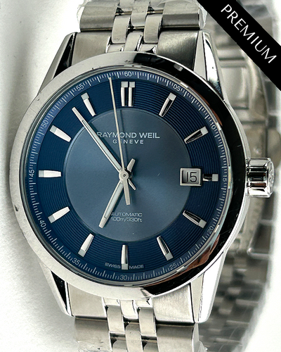 No Reserve - 2024 Raymond Weil Freelancer 38MM Blue Dial Steel Bracelet (2771-ST-50051)