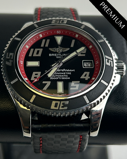 Breitling Superocean 42MM Black Dial Aftermarket Carbon Fiber Strap (A17364)